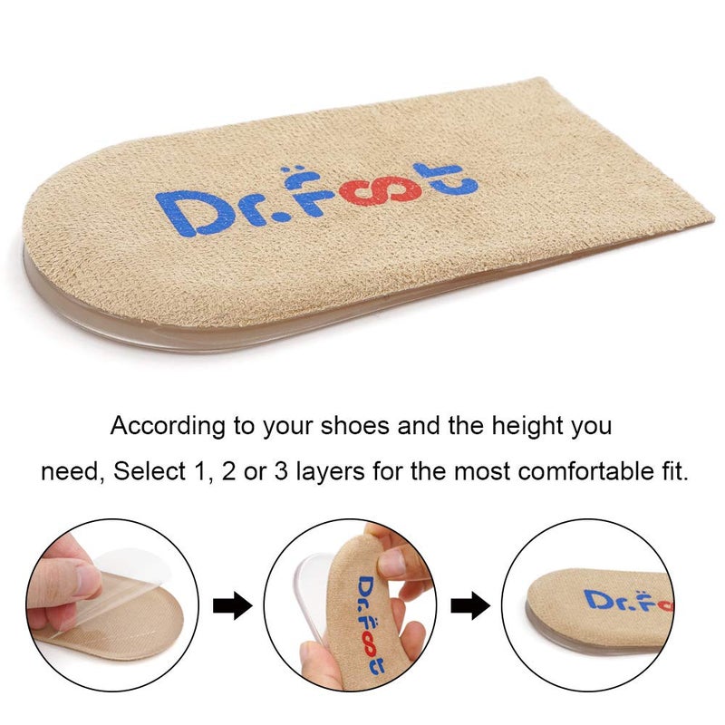 Dr.Foot Adjustable Orthopedic Heel Lift Inserts, Height Increase Insole for Leg Length Discrepancies, Heel Spurs, Heel Pain, Sports Injuries, and Achilles tendonitis (Beige, 2 Layers) - Image 4